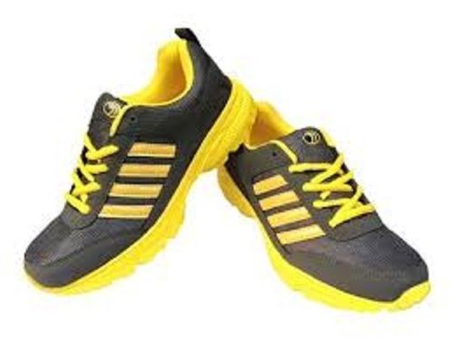 Mens Breathable Yellow With Black Eva Material Sports Shoes