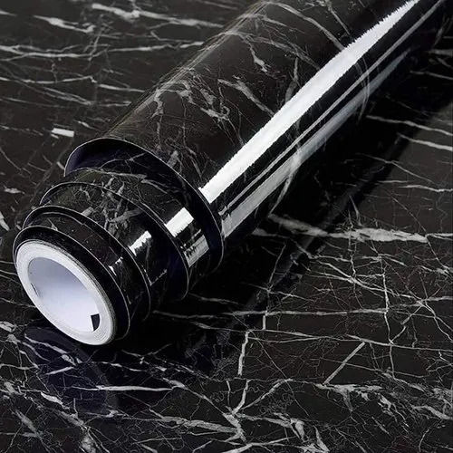 Strong 60X200 Cm Decorative Black Self Adhesive Marble Wallpaper For Furniture