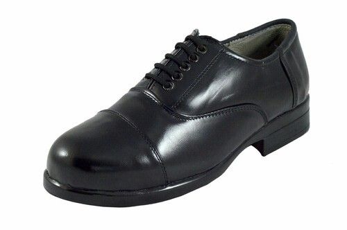 Black Color Leather School Shoes With Lace Closure