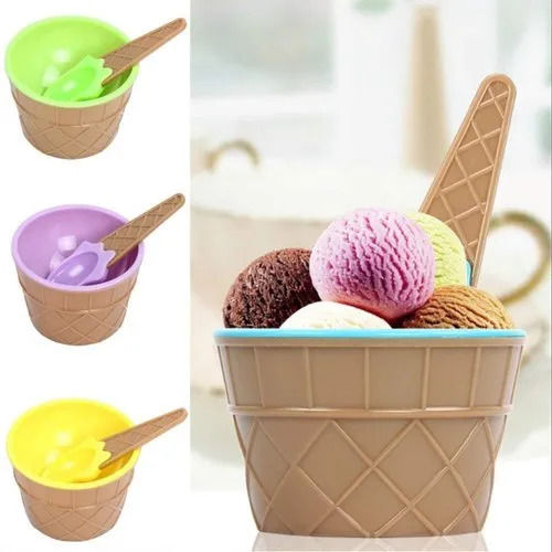 BPA-Free Non Toxic Attractive Washable Plastic Ice Cream Bowl For Kids