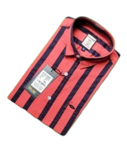 Full Sleeves Button Closure Breathable Classic Collar Striped Cotton Shirt For Men Age Group: 18-40