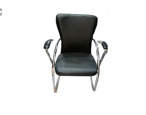 Glossy Finished Stainless Steel And Leatherette One Seater Office Chair