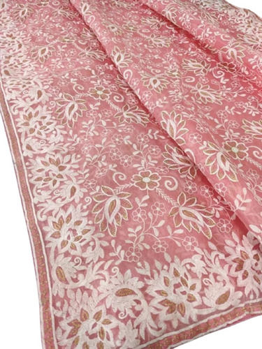 Pink Kashmiri Chicken Saree For Ladies