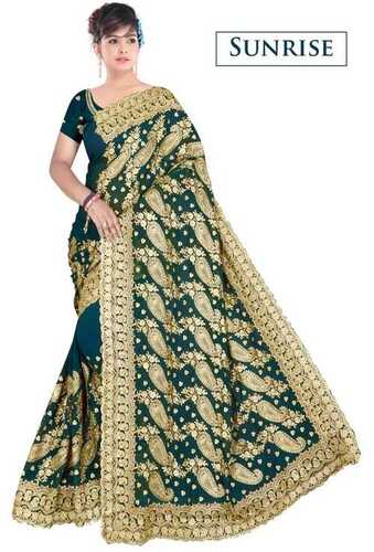 Ladies Attractive Pattern Stone Work Georgette Saree For Party Wear