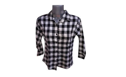 White Ladies Washable Full Sleeve Style Cotton Checked Formal Wear Shirts