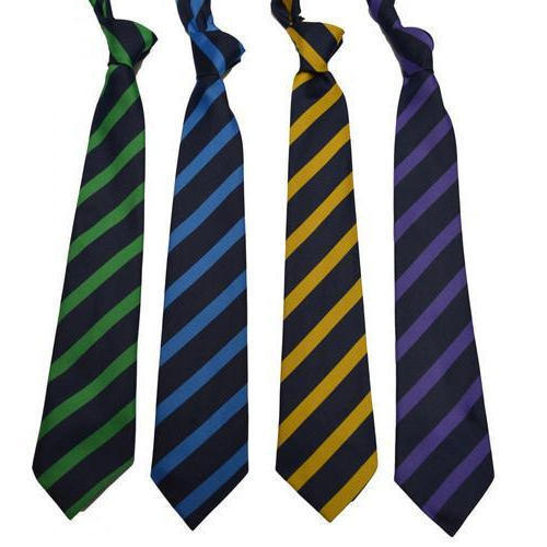 Multi Color Polyester Fabric All Sizes Full Length Striped Pattern School Uniform Tie