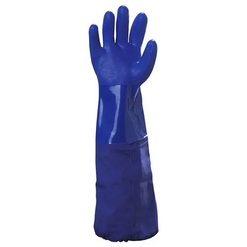 Skin Friendly Smooth Texture 22 Inch Atlas Plus Full Fingered Blue Pvc Hand Gloves