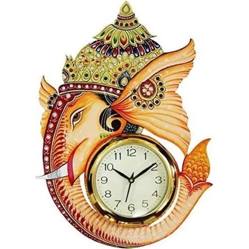 Multi Color Wooden Ganesha Wall Clock