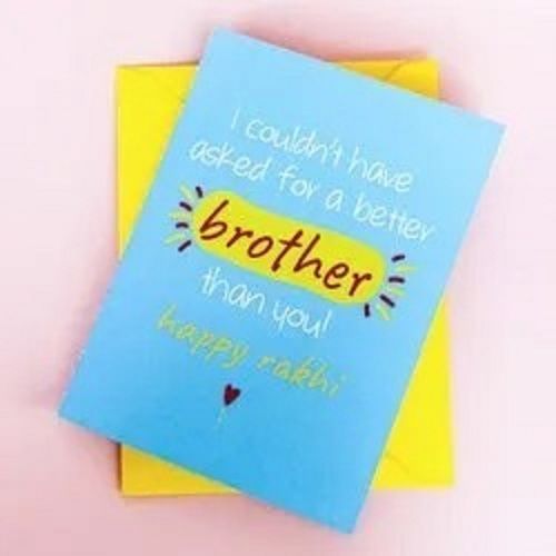 Glossy Yellow And Blue Rakhi Greeting Card