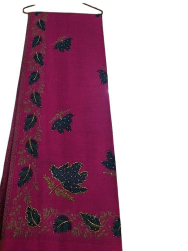 Pink Comfortable Light Weight Embroidered Fancy Woolen Shawl For Ladies