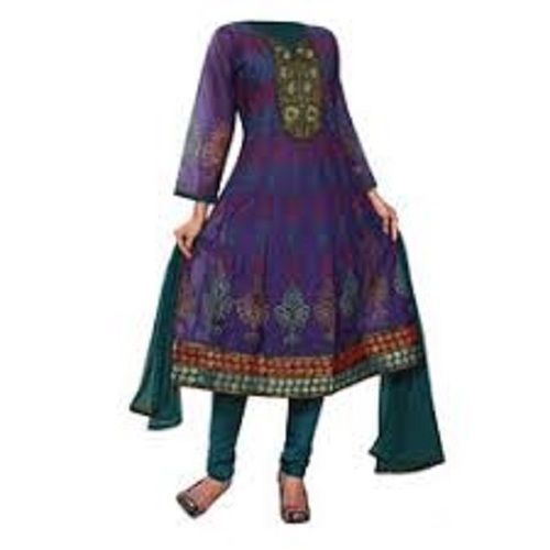 Ladies Full Sleeve Embroidered Casual Wear Georgette Anarkali Dress
