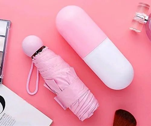 बरसात और गर्मी के मौसम के लिए कैप्सूल शेप कवर के साथ पॉलिएस्टर अम्ब्रेला