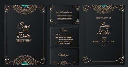 Smooth Texture Black Printed Invitation Cards