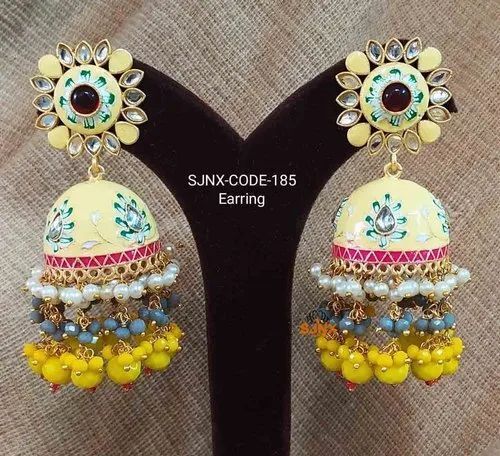 Buy Wedding Ethnic Fancy Casual Yellow Color Oxidized Big Jhumka Earrings  for Women Online at Best Prices in India  JioMart