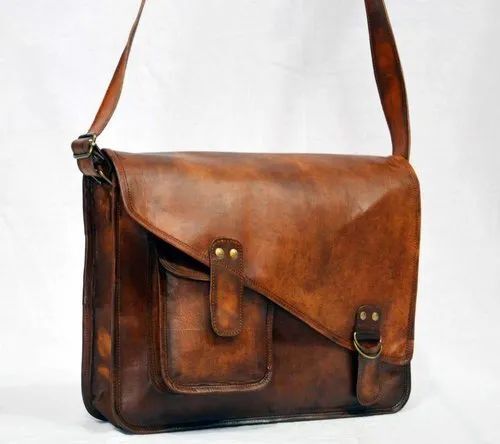 Bopp Ladies Handmade Brown Leather Shoulder Bag For College 