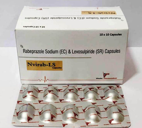 Nvirab-Ls Rabeprazole सोडियम (Ec) और लेवोसल्पिराइड (Sr) कैप्सूल, 10X10 अलु अलु क्षमता: 200 पीसी/मिनट