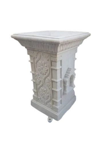 Polished White Marble Carving Tulsi Pot