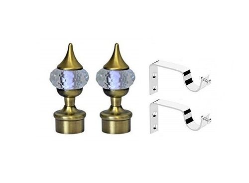 Glossy Finish Curtain Bracket Finial And Support Antique Set Of 4 Pcs Application: Door