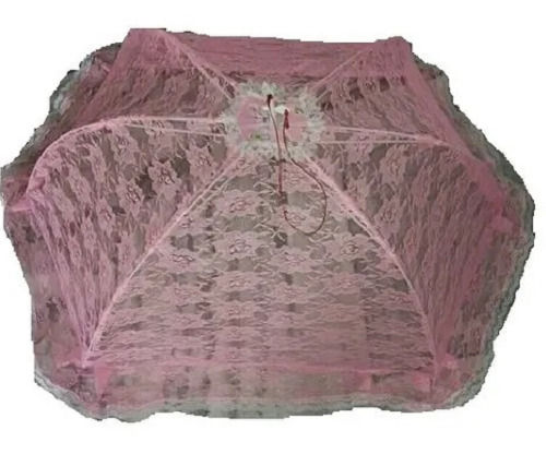 Light Weight Pink Embroidered Polyester Foldable Unisex Baby Mosquito Net