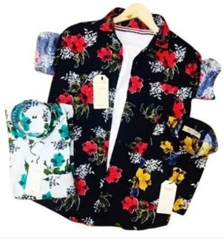 Multi Color Pure Cotton Material Collar Neck Regular Fit Men'S Floral Printed Shirts