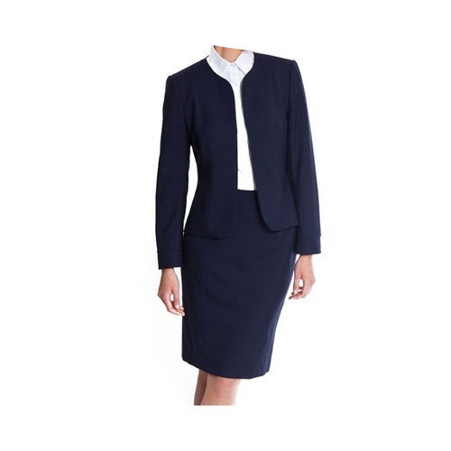 Black And Blue Cotton And Polyester Women Corporate Uniforms