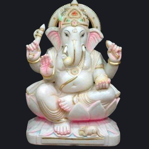 Crack Proof White Marble Ganesh Statue For Worship