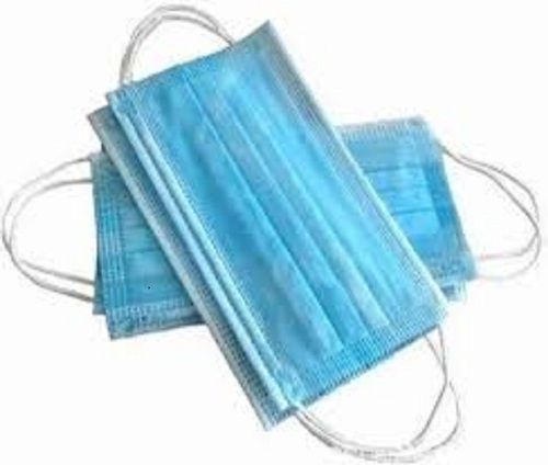 Lightweight Rectangle Shape Polypropylene Blue 3 Ply Disposable Face Mask Comfortable