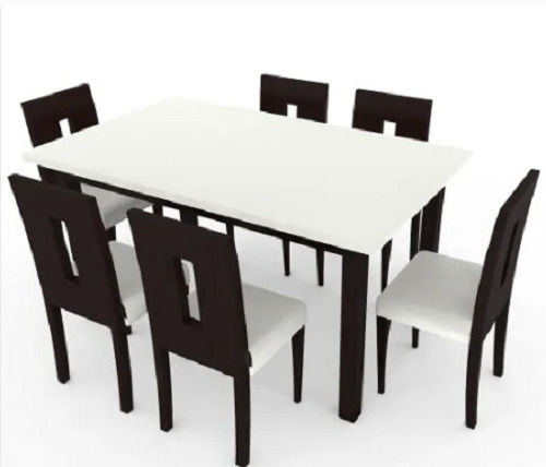 Modern Polished Solid Teak Wood Dining Table Set With 6 Chairs