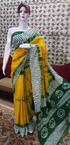 Party Wear Ladies Hand Block Print Cotton Sarees 6 Meter