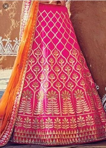 Pink Regular Fit Party Wear Embroidered Georgette Ladies Designer Lehenga