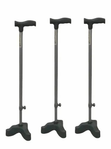 सिल्वर सैटिन सागर वॉकिंग स्टिक 3 लेग्स आयाम 65X25X6 Cm और पाउडर कोटेड