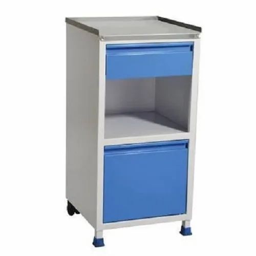 3 Partition Bedside Locker - Iron, Ivory Color, Corrosion Free Finish | Ideal for Hospital Use, Durable Non-Foldable Design