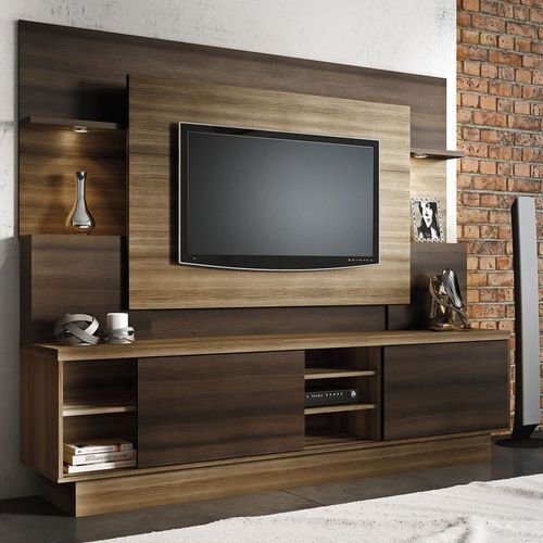 Brown Color Pinewood TV Wall Unit For 40 To 49 Inches TV Sizes