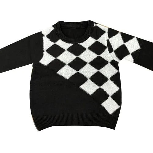 Casual Wear Black And White Woolen Fancy Kids Sweater