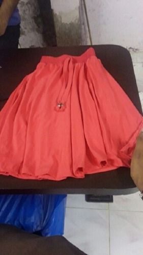 Girls Casual Wear Regular Fit Skin Friendly Plain Salmon Orange Short Skirt