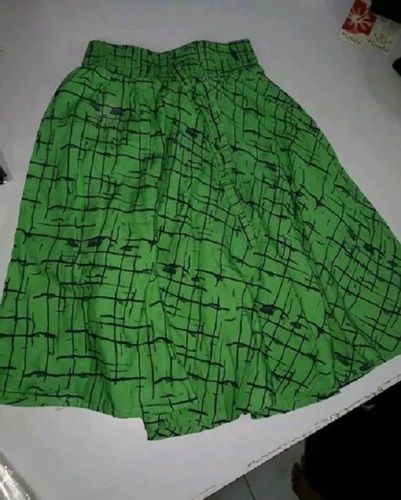 Girls Daily Wear Regular Fit Skin Friendly Printed Green Short Skirt