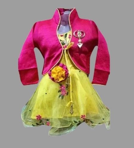 Bopp Kids Ethnic Wear Silk Cotton Embroidered And Full Sleeve Frock