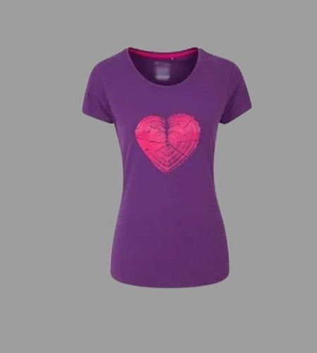 Ladies Pure Cotton Short Sleeve Round Neck Casual Wear Printed T Shirts