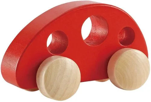 Red Wooden Car Toy With Four Wheels