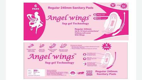 एंजेल विंग्स रेगुलर सैनिटरी नैपकिन 60 मिली अब्सॉर्बेंसी और प्रोटेक्टिन लेयर के साथ