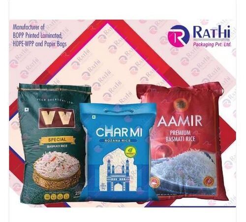 BOPP Printed & Laminated Packaging Bags For Basmati Rice With Storage Capacity 10 Kg