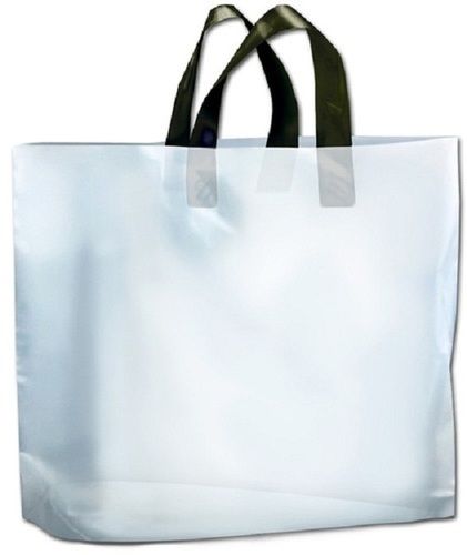 Eco-Friendly Reusable PVC Plastic Shopping Bag - 12x15 Inches, White Color with Aqueous Coating and Flexiloop/Vest Handles, Versatile for Grocery and Household Use