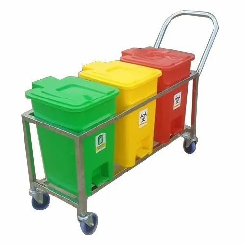 Portable Hospital Dustbin Trolley - Feature: Durable