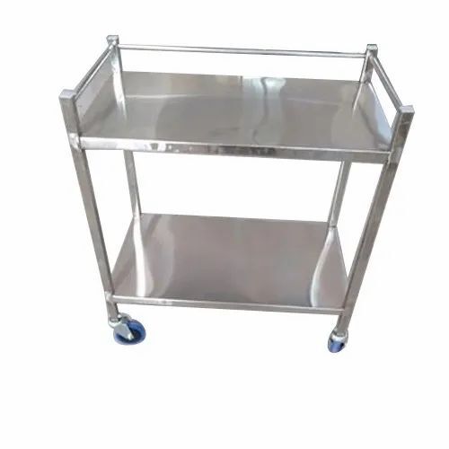 Stainless Steel Instrument Trolley - Rectangular Design, Durable and Corrosion-Free for Hospital Usage