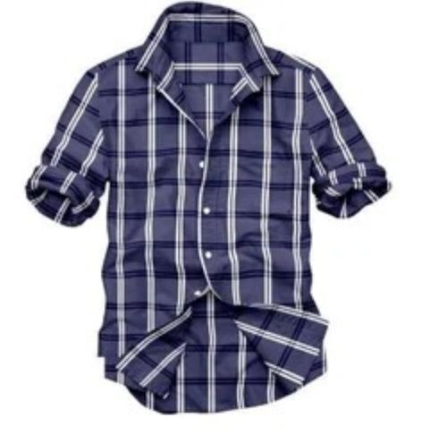 Blue Stripes Printed Cotton Full Sleeves Classic Collar Casual Shirts For Mens