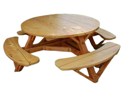 Strong And Durable Polished Termite Proof Solid Oak Round Wooden Garden Table