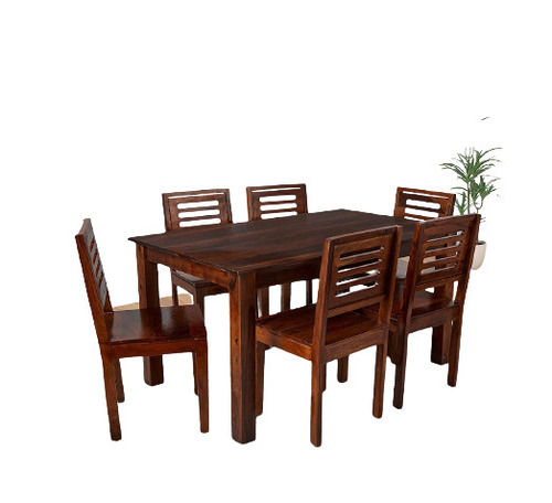 Stylish And Durable Termite Proof Solid Wood Six Seater Dining Table Set