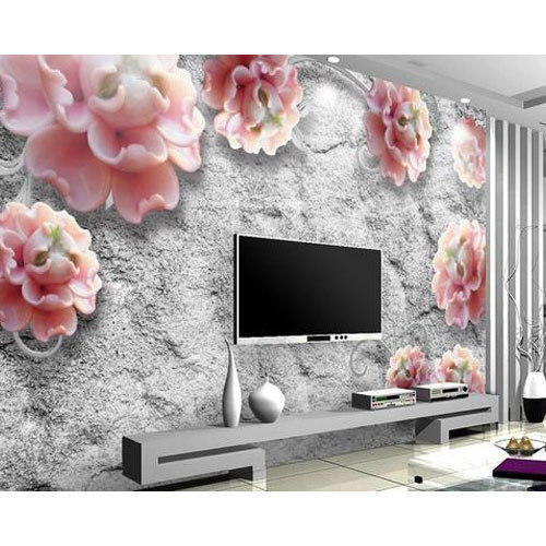 Waterproof And Designer 3D Flower Wallpaper For Wall Decoration Purpose Application: Construction