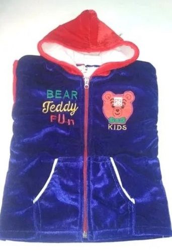 Red Blue Woolen Warm Soft Comfortable Hoodie Full Sleeves Jacket For Boy Kids