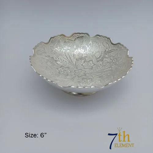 Epns Silver Plated Round Embossed Bowl With 6 Inch Diameter And Round Shape